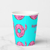 ハッピーバースデーピンククリームドナッツブルー 紙コップ (右)