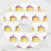 ハッピーバースデーピンクケーキスライスキャンドルパーティー ワイングラスタグ (裏面)