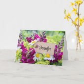 ハッピーバースデーピンクケーキパーソナライズグリーティングカード カード (黄色い花)