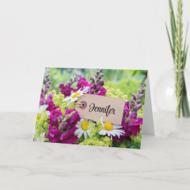 ハッピーバースデーピンクケーキパーソナライズグリーティングカード カード