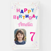 ハッピーバースデーピンクスターズガールフォトバックグラウンド 横断幕 (縦)