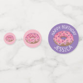 ハッピーバースデーピンクティール(緑がかった色)フロストドーナツ コンフェッティ (正面)