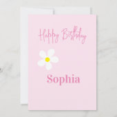 ハッピーバースデーピンクデイジーシンプルカード 招待状 (裏面)