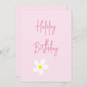 ハッピーバースデーピンクデイジーシンプルカード 招待状 (正面/裏面)