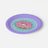 ハッピーバースデーピンクドーナツドーナツデイガール紙 ペーパープレート (アングル)