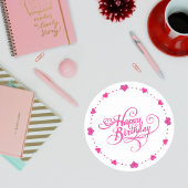 ハッピーバースデーピンクハート ラウンドシール