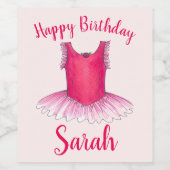 ハッピーバースデーピンクバレエダンスバレリーナツツ ワインラベル (シングルラベル)