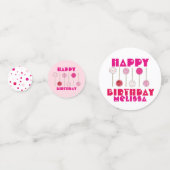 ハッピーバースデーピンクパーティーケーキポップお祝い コンフェッティ (正面)