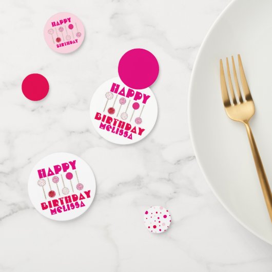 ハッピーバースデーピンクパーティーケーキポップお祝い コンフェッティ (グループ)