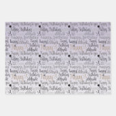 ハッピーバースデーピンクパープグラデーションル ラッピングペーパーシート (正面3)