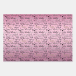 ハッピーバースデーピンクパープグラデーションル ラッピングペーパーシート