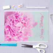 ハッピーバースデーピンクピーニーパステル 薄葉紙 (クラフト)