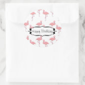 ハッピーバースデーピンクフラミンゴ模様 ラウンドシール (バッグ)