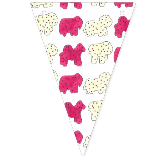 ハッピーバースデーピンクフロステッド動物クッキーサーカス バンティングフラッグ (第1の旗)