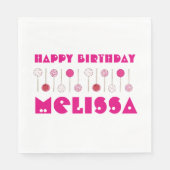 ハッピーバースデーピンクフロストケーキポップパーティーの好意 スタンダードランチョンナプキン (正面)