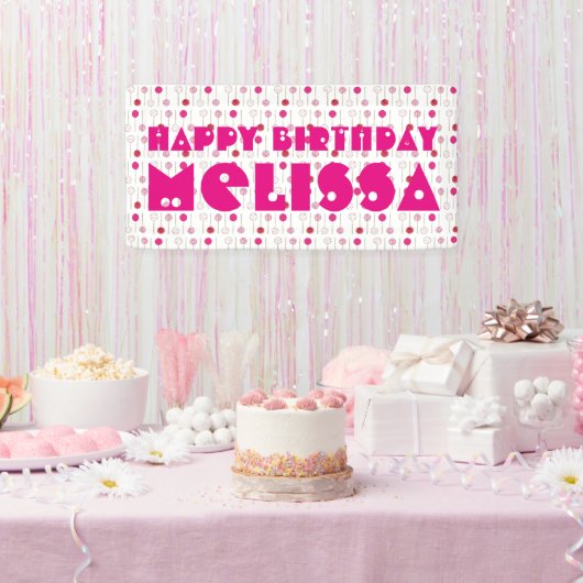ハッピーバースデーピンクフロストケーキポップパーティーの好意 横断幕 (パーティー)