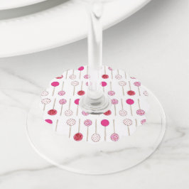 ハッピーバースデーピンクフロストケーキポップパーティー ワイングラスタグ