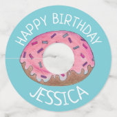 ハッピーバースデーピンクフロストドーナツ ワイングラスタグ (正面)