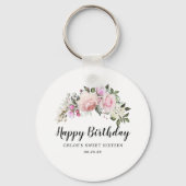 ハッピーバースデーピンクフローラスウィート16パーティーフェイバー キーホルダー (正面)