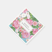 ハッピーバースデーピンクフローラ春開花 スタンダードカクテルナプキン (角)