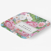 ハッピーバースデーピンクフローラ春開花 ペーパープレート (傾斜あり)