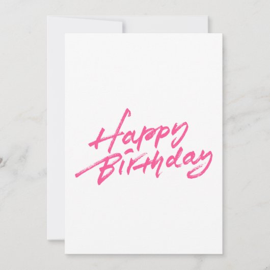 ハッピーバースデーピンクブラシストロークデザイン 招待状 (正面)