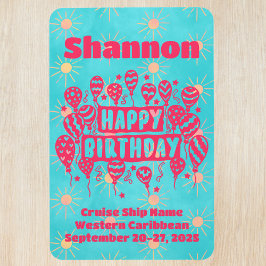 ハッピーバースデーピンクブルークルーズドア マグネット