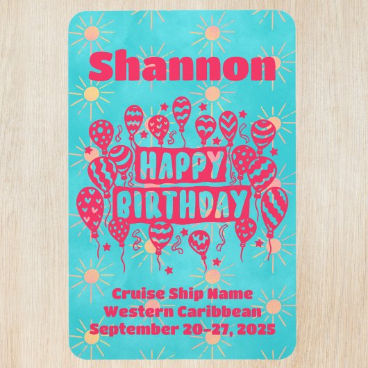 ハッピーバースデーピンクブルークルーズドア マグネット