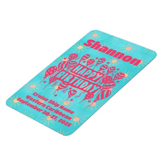 ハッピーバースデーピンクブルークルーズドア マグネット (左側)