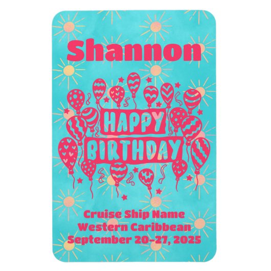 ハッピーバースデーピンクブルークルーズドア マグネット (縦)