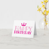  ハッピーバースデーピンクプリンセスガールフォールドカード カード (黄色い花)