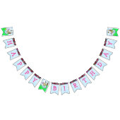 ハッピーバースデーピンクプリンセスバナー バンティングフラッグ (全)