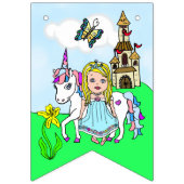 ハッピーバースデーピンクプリンセスバナー バンティングフラッグ (第1の旗)