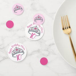 ハッピーバースデーピンクプリンセスパーティーティアラクラウン コンフェッティ