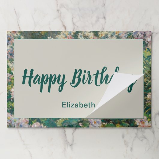 ハッピーバースデーピンクホワイトとグリーンフローラ ペーパーパッド (折り畳み)