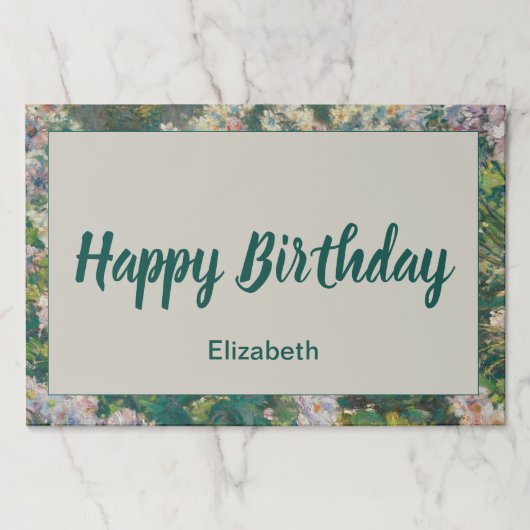 ハッピーバースデーピンクホワイトとグリーンフローラ ペーパーパッド (正面)