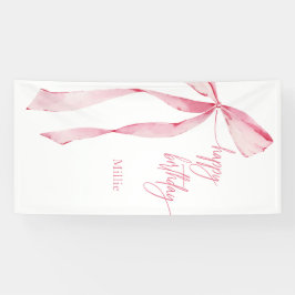 ハッピーバースデーピンクボウベビーガール1st誕生日 横断幕