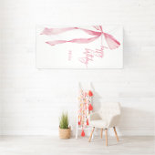 ハッピーバースデーピンクボウベビーガール1st誕生日 横断幕 (インサイチュ)