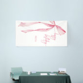 ハッピーバースデーピンクボウベビーガール1st誕生日 横断幕 (トレードショー)