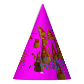 ハッピーバースデーピンクマゼンタハッピーパーティーハット パーティーハット (左)