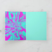ハッピーバースデーピンクミントグリーンサイケデリックフラワー カード (内部)