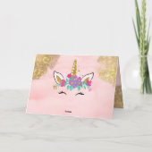 ハッピーバースデーピンクユニコーンガールズウィメンズ サンキューカード (裏面)