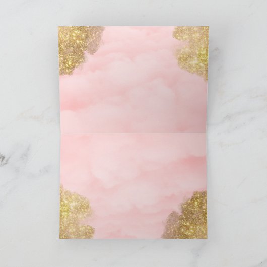 ハッピーバースデーピンクユニコーンガールズウィメンズ サンキューカード (内部)