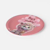 ハッピーバースデーピンクリオン ペーパープレート (アングル)