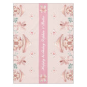 ハッピーバースデーピンクリボンガールズツインズ誕生日 テーブルクロス (正面)