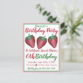 ハッピーバースデーピンクレッドスイートストロベリーベリー インビテーションポストカード (スタンド正面)