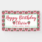 ハッピーバースデーピンクレッドスイートストロベリーベリー 横断幕 (横)