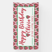 ハッピーバースデーピンクレッドスイートストロベリーベリー 横断幕 (縦)