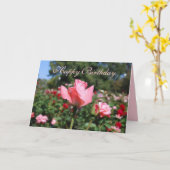 ハッピーバースデーピンクローズインガーデン カード (黄色い花)