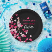 ハッピーバースデーピンクローズカクテルドレス ペーパープレート (パーティー)